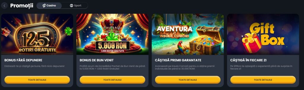 promotii fara depunere spin casino