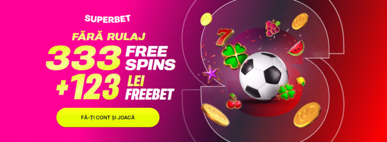 bonus fara depunere superbet 123 ron + 333 rotiri gratuite fara rulaj